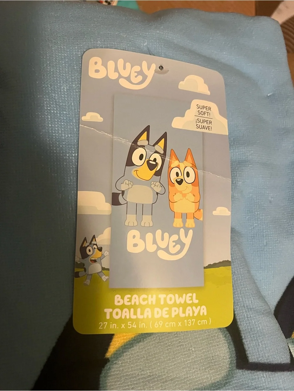 Disney Bluey & Friends Kids Bath Towel - Light Blue & Yellow
